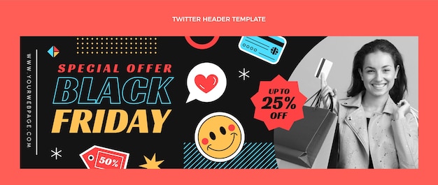 Modelo de capa preta plana de sexta-feira do Twitter