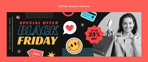 Modelo de capa preta plana de sexta-feira do Twitter