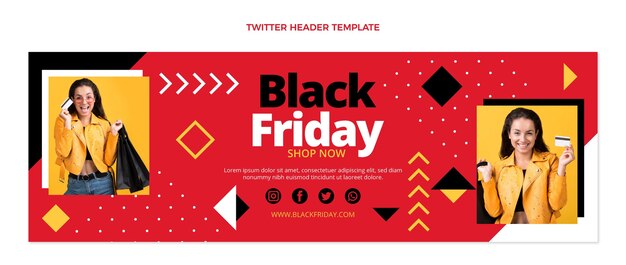 Modelo de capa preta plana de sexta-feira do Twitter
