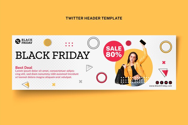 Modelo de capa preta plana de sexta-feira do Twitter