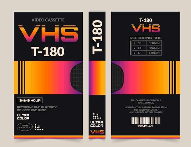 Vetor grátis modelo de capa vhs de design plano