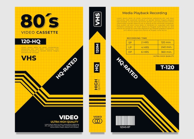 Modelo de capa vhs de design plano