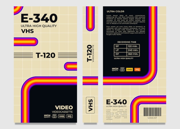 Vetor grátis modelo de capa vhs de design plano