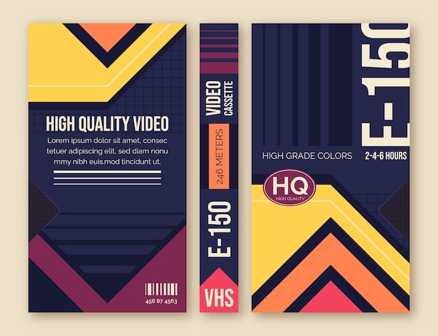 Vetor grátis modelo de capa vhs de design plano