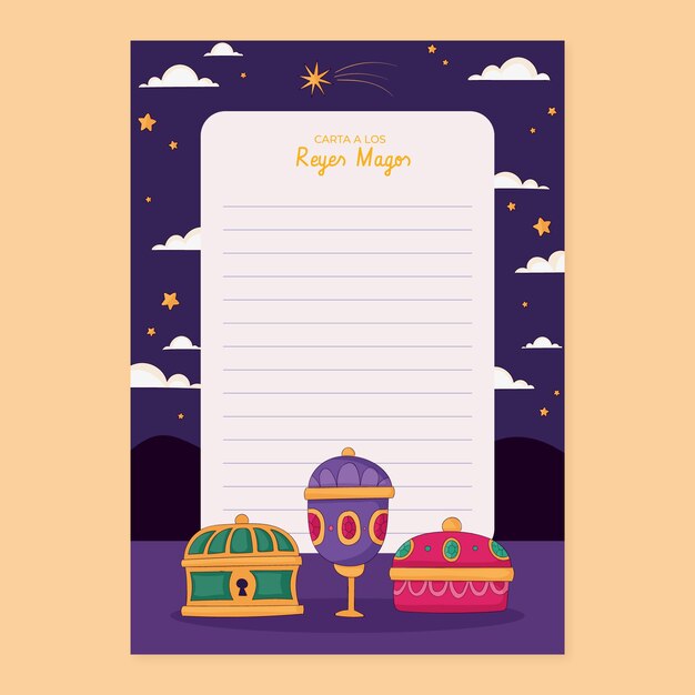Modelo de carta de reyes magos desenhado à mão