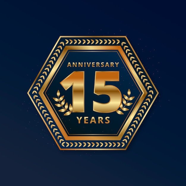 Modelo de cartão de 15º aniversário gradiente