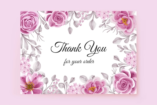 Modelo de cartão de agradecimento rosa rosa