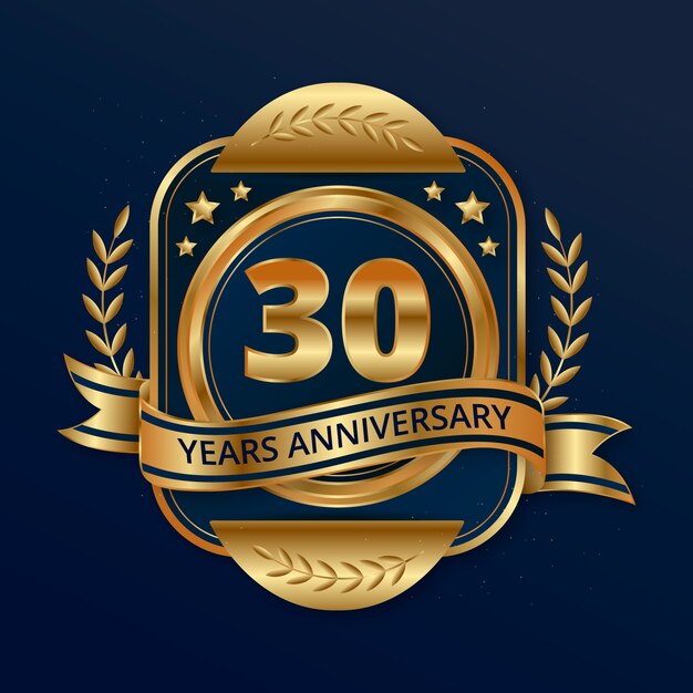 Modelo de cartão de aniversário de 30 anos gradiente