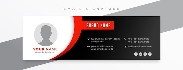 Vetor grátis modelo de cartão de assinatura de correio comercial com design de perfil digital