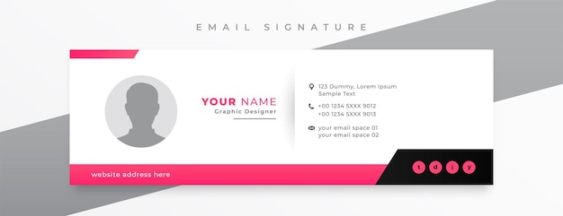 Vetor grátis modelo de cartão de assinatura de e-mail de estilo minimalista em design horizontal