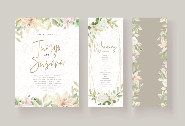 Vetor grátis modelo de cartão de casamento design floral