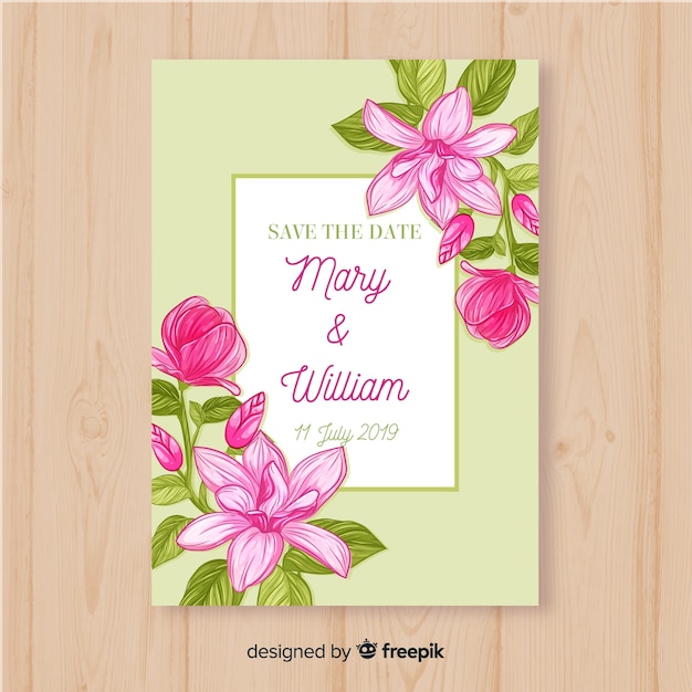 Modelo de cartão de casamento floral
