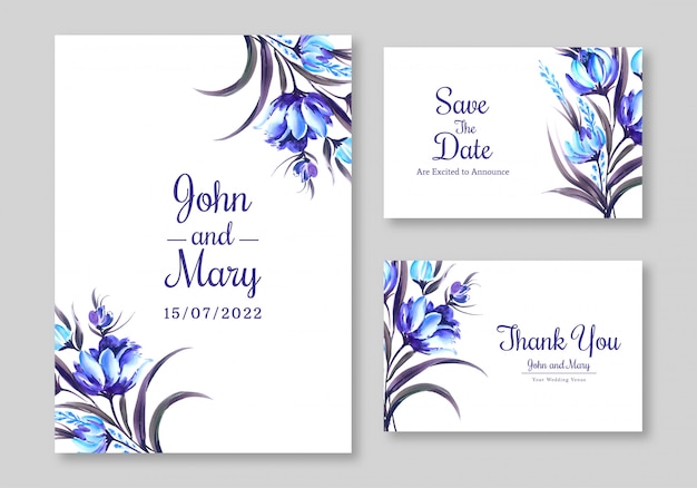 Vetor grátis modelo de cartão de convite de casamento de design floral