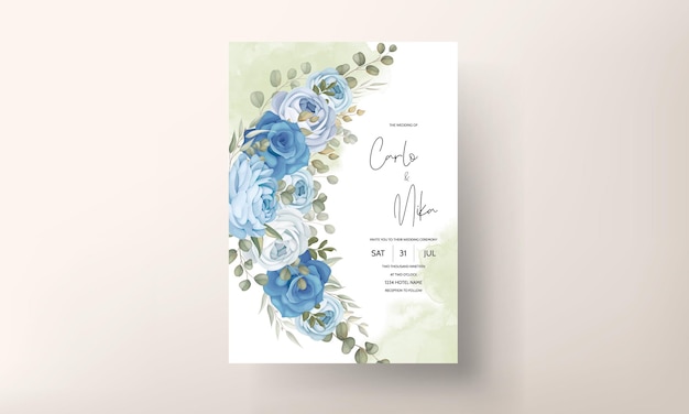 Modelo de cartão de convite de casamento floral desenhado à mão