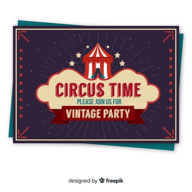Modelo de cartão de convite de festa de circo vintage