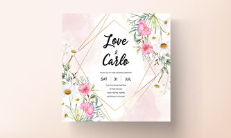 Modelo de cartão de convite floral rosa aquarela