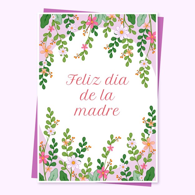 Modelo de cartão de dia das mães desenhado à mão em espanhol