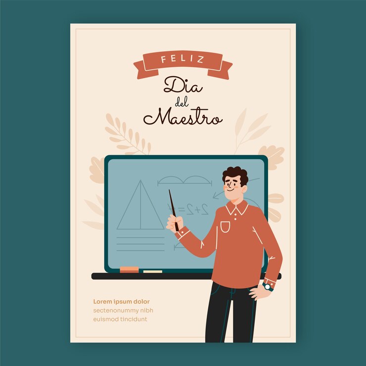 Vetor grátis modelo de cartão de dia do professor plano em espanhol