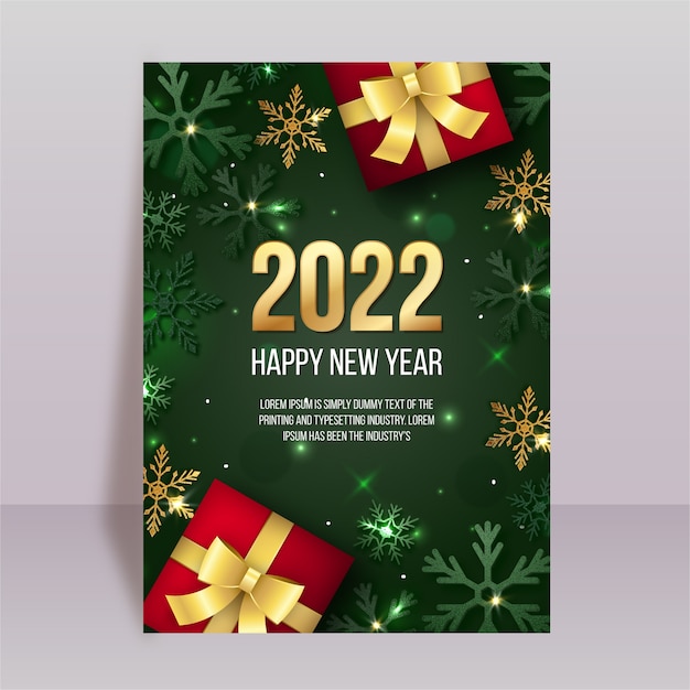 Vetor grátis modelo de cartão de felicitações de ano novo realista
