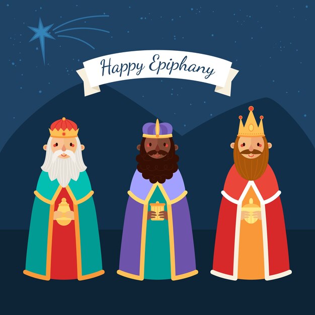Modelo de cartão de felicitações Flat feliz dia de reyes