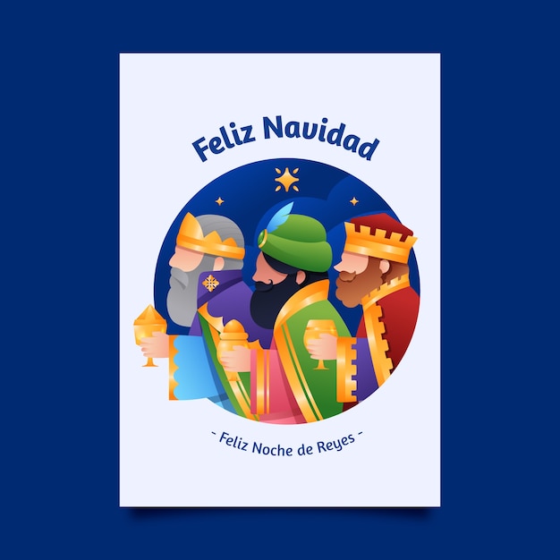 Modelo de cartão de felicitações gradient feliz navidad reyes magos