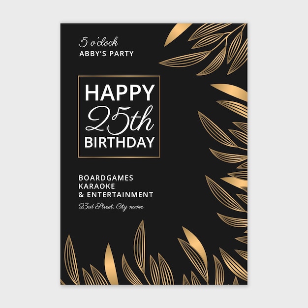 Modelo de cartão de feliz aniversário desenhado à mão