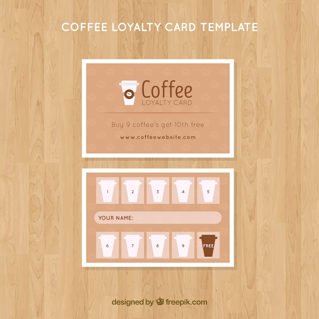 Vetor grátis modelo de cartão de fidelidade de café