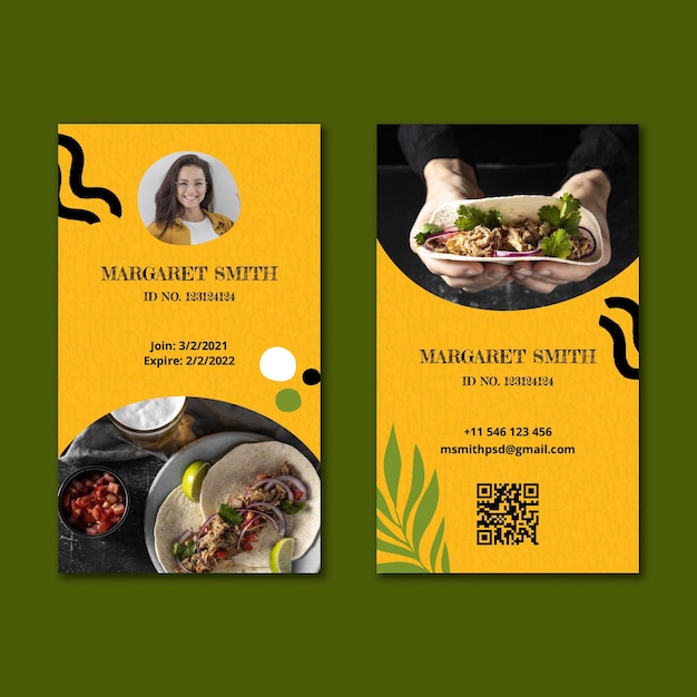 Modelo de cartão de identificação de comida mexicana