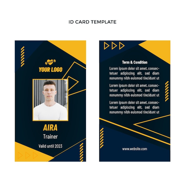 Modelo de cartão de identificação de fitness design plano