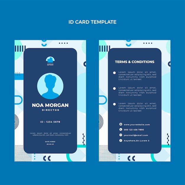 Modelo de cartão de identificação de imobiliário geométrico de design plano