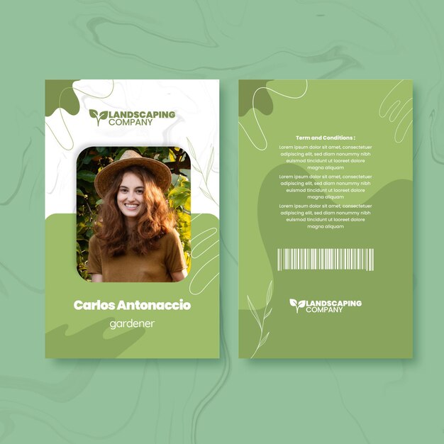 Modelo de cartão de identificação de negócios de jardinagem