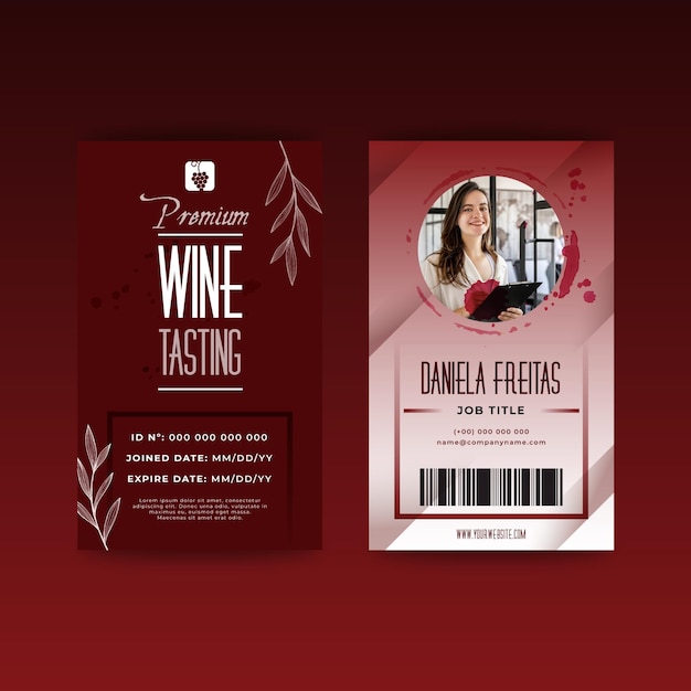 Modelo de cartão de identificação para degustação de vinhos