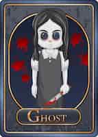 Vetor grátis modelo de cartão de jogo de personagem de garota fantasma