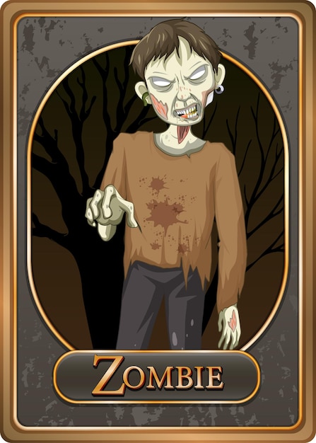 Modelo de cartão de jogo de personagem zumbi assustador