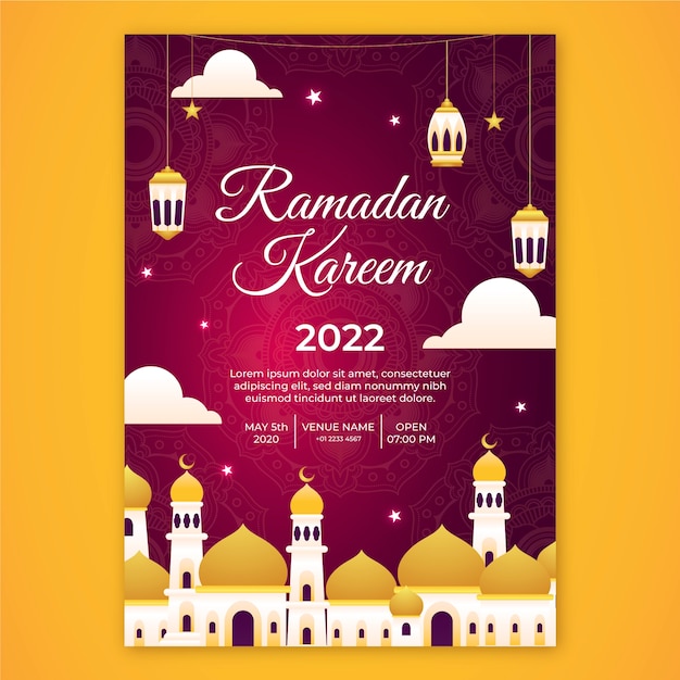Modelo de cartão de saudação do ramadã gradiente