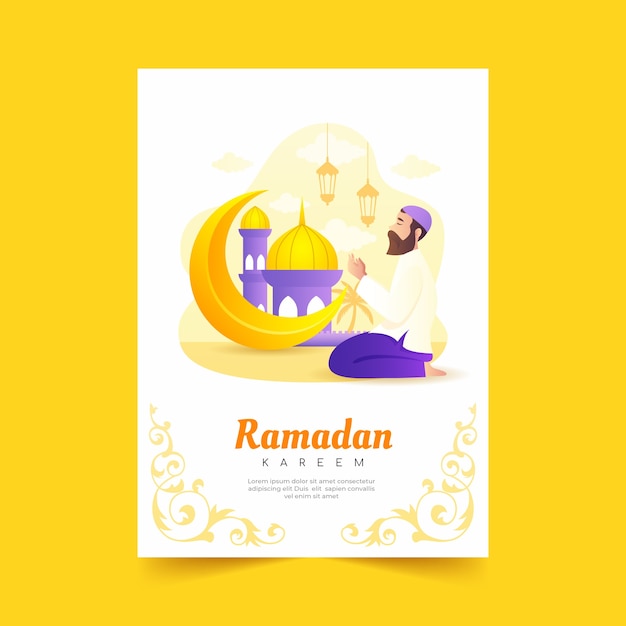 Modelo de cartão de saudação do ramadã gradiente