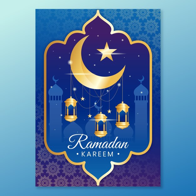 Modelo de cartão de saudação do ramadã gradiente