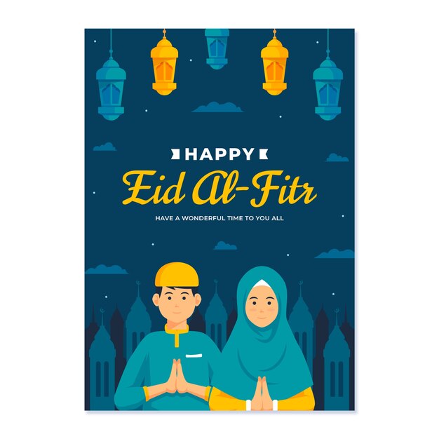 Modelo de cartão de saudação plano eid al-fitr