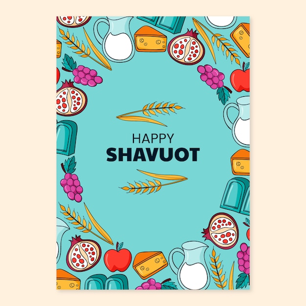 Modelo de cartão de saudação shavuot desenhado à mão