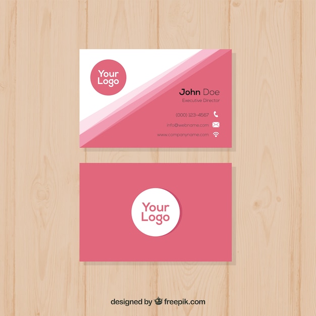 Modelo de cartão de visita cor-de-rosa liso