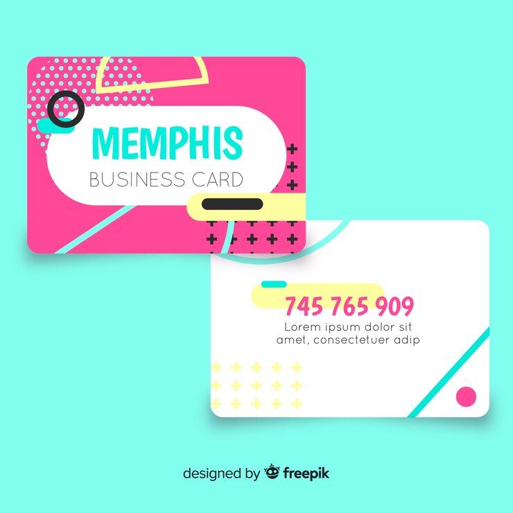 Vetor grátis modelo de cartão de visita do estilo de memphis