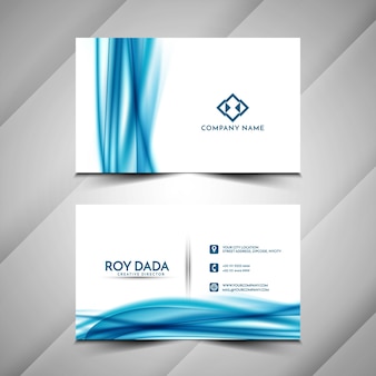 Modelo de cartão de visita moderno e elegante de onda azul