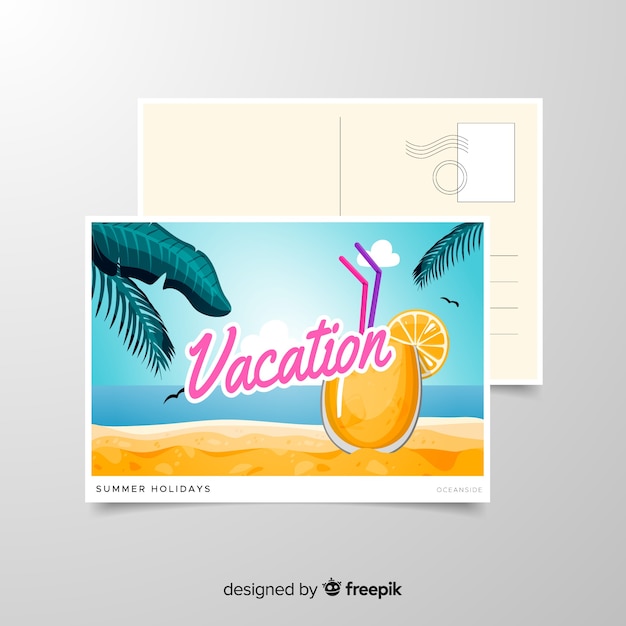 Vetor grátis modelo de cartão postal de férias de verão