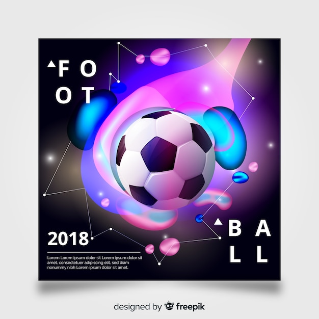 Vetor grátis modelo de cartaz de bola de futebol realista