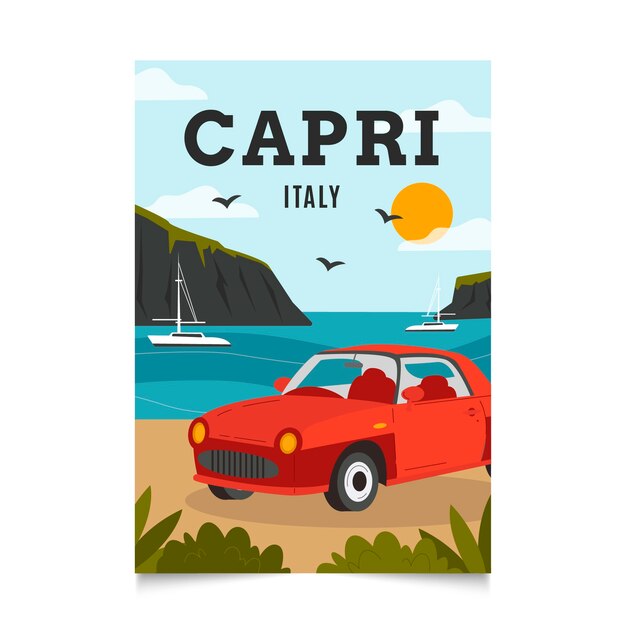 Modelo de cartaz de capri desenhado à mão