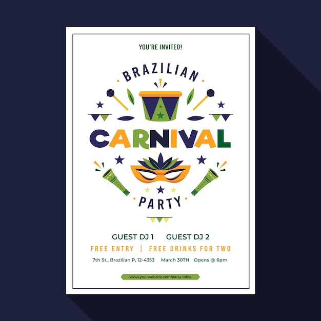 Modelo de cartaz de carnaval brasileiro colorido