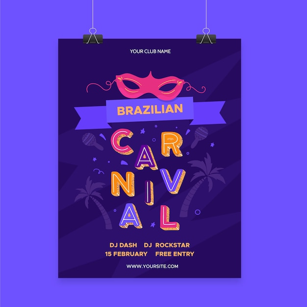 Vetor grátis modelo de cartaz de carnaval brasileiro