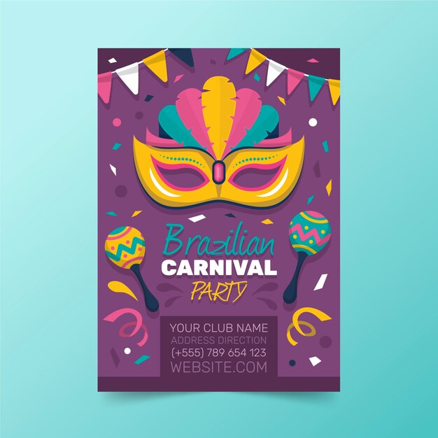 Modelo de cartaz de carnaval brasileiro