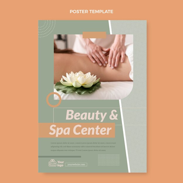 Modelo de cartaz de centro de spa de design plano