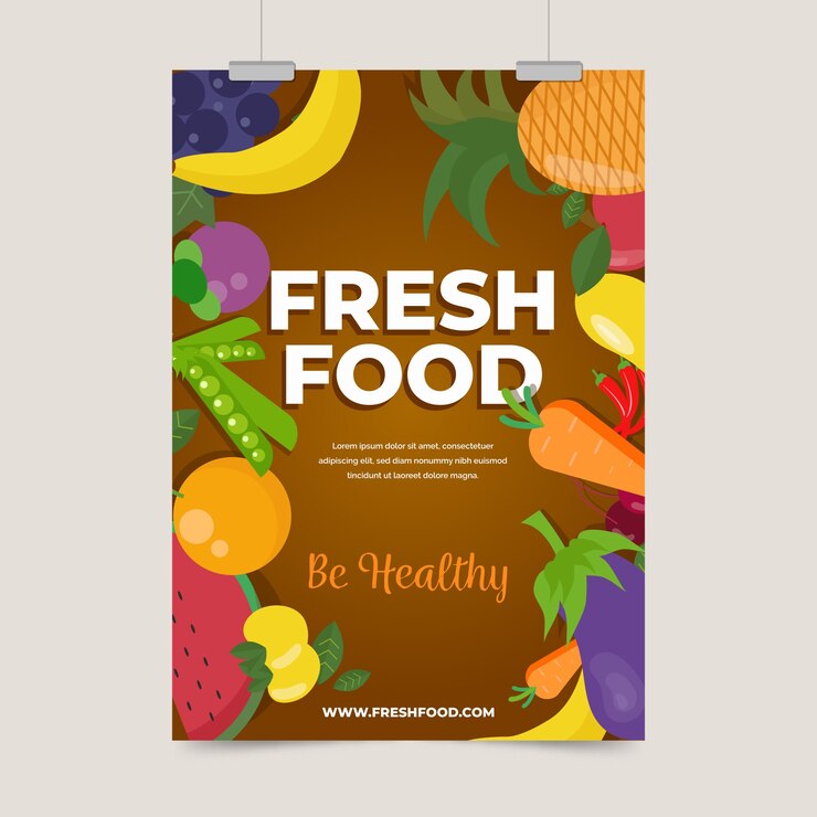 Vetor grátis modelo de cartaz de comida saudável